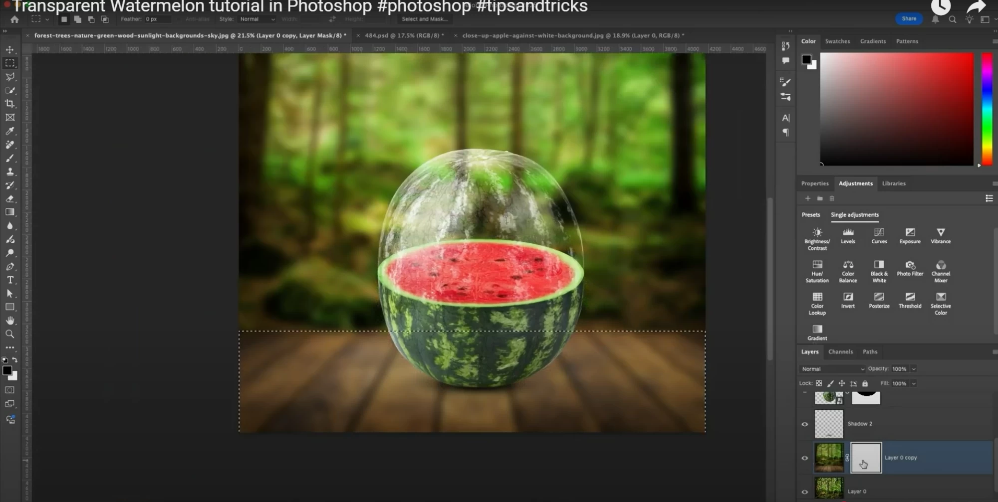 🍉 How to Create a Transparent Watermelon Effect in Photoshop: A Creative Tutorial by Akshari Solutions