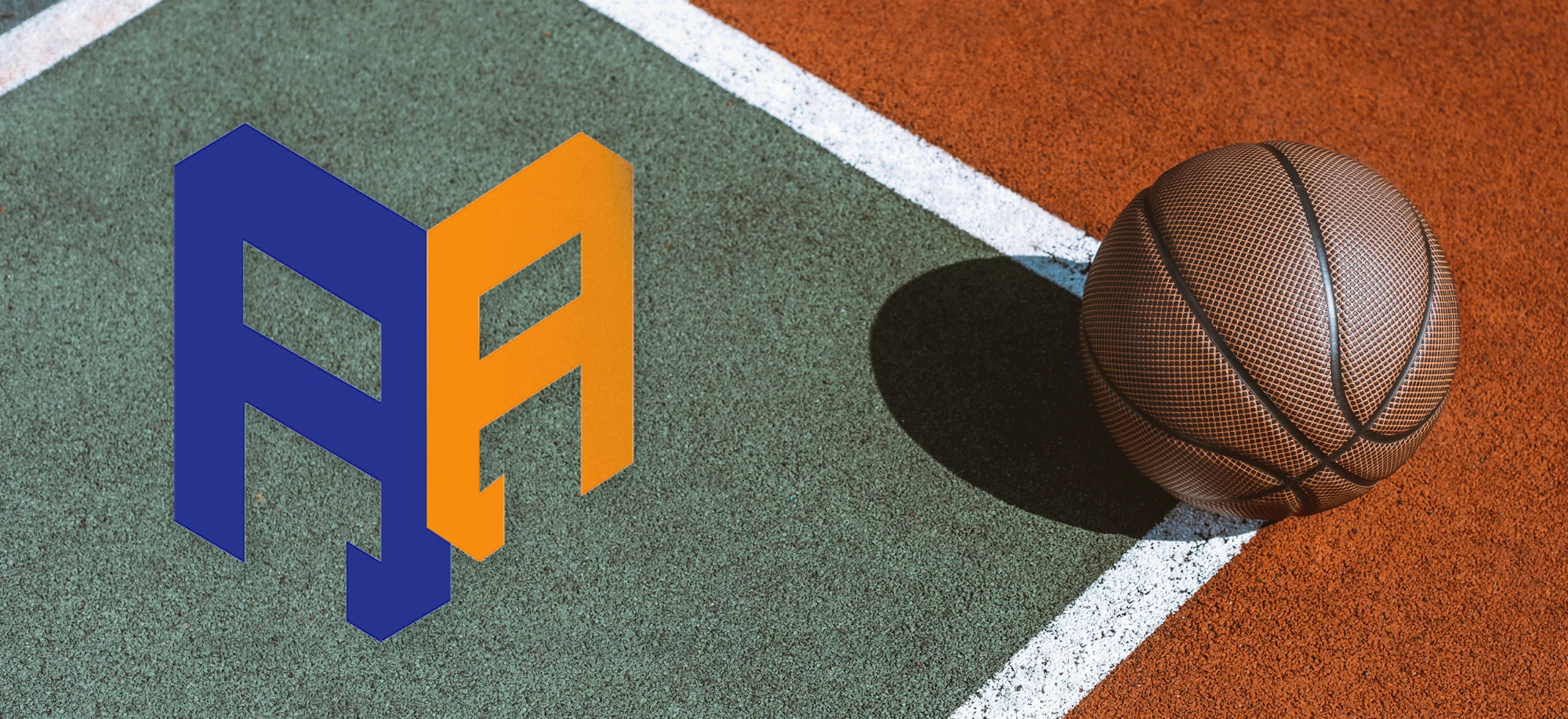 Image of Al Aamri Projects logo along side a basketball