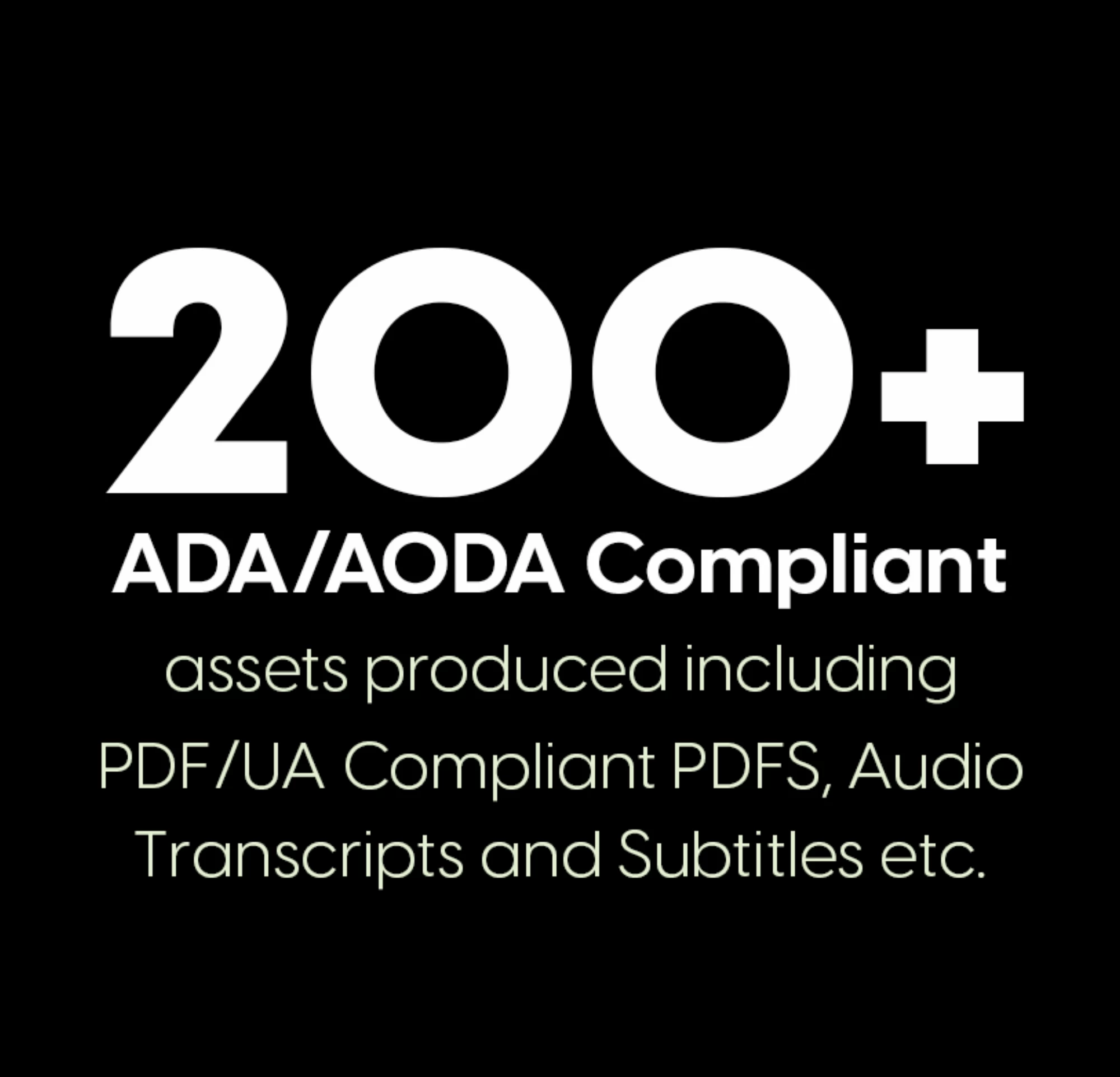 200+ ADA/AODA compliant assets