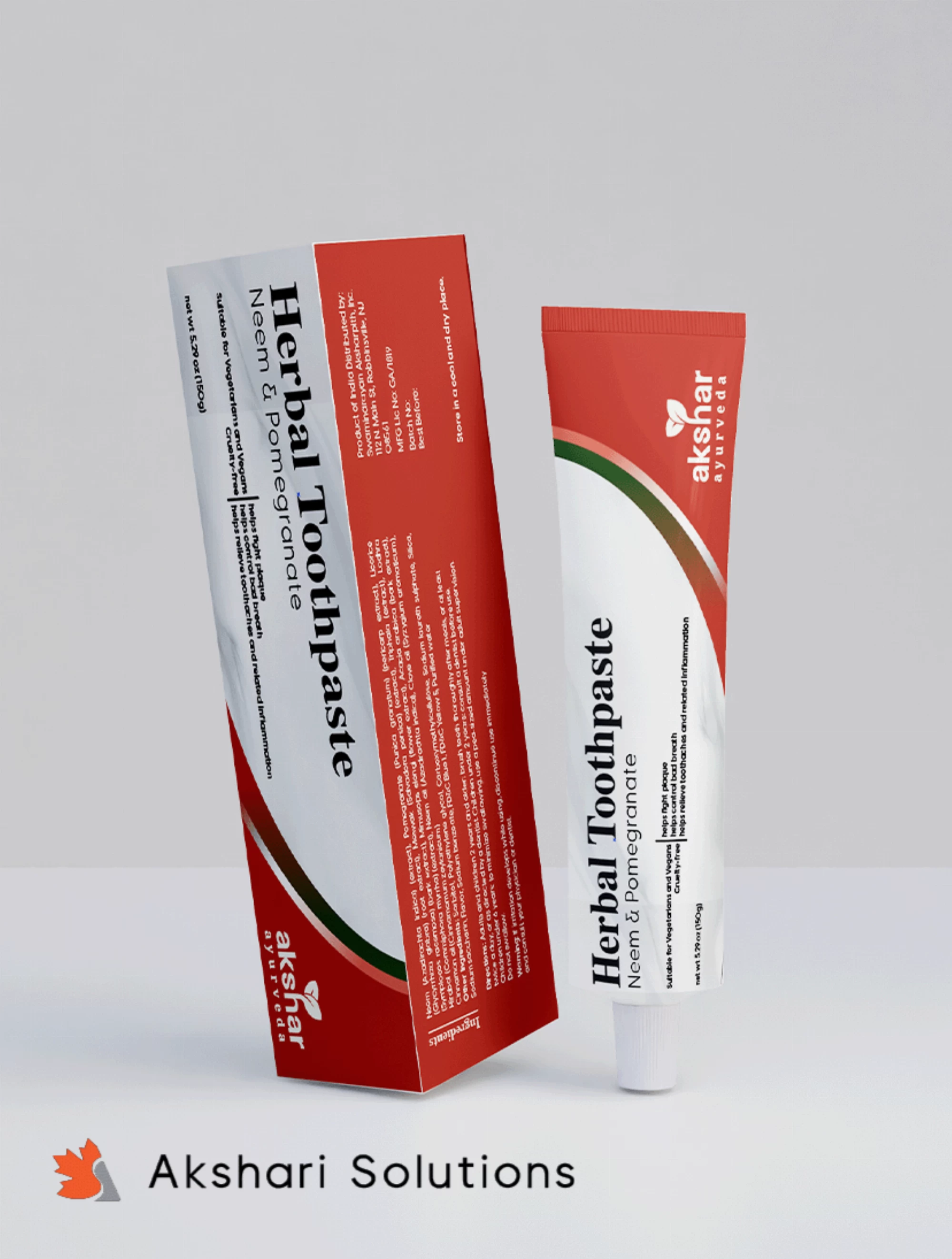Mockup of herbal toothpaste packaging