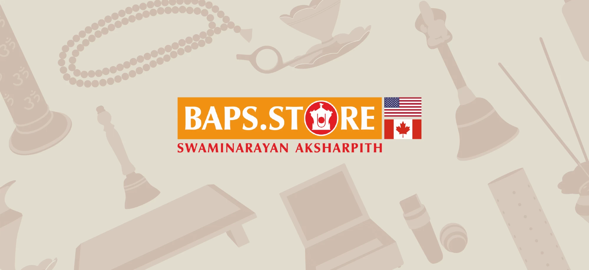 Collage of BAPS Store Logo with product icons