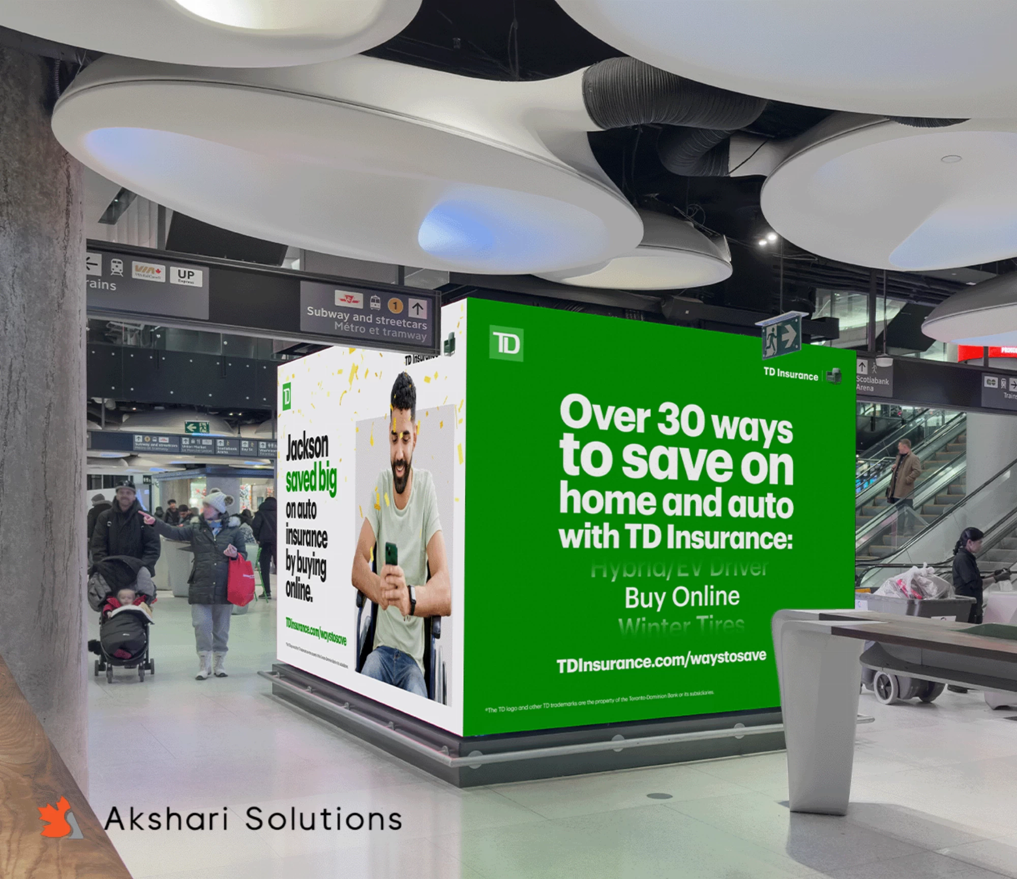 4 Panel Elevator wrap screen at Union station food court