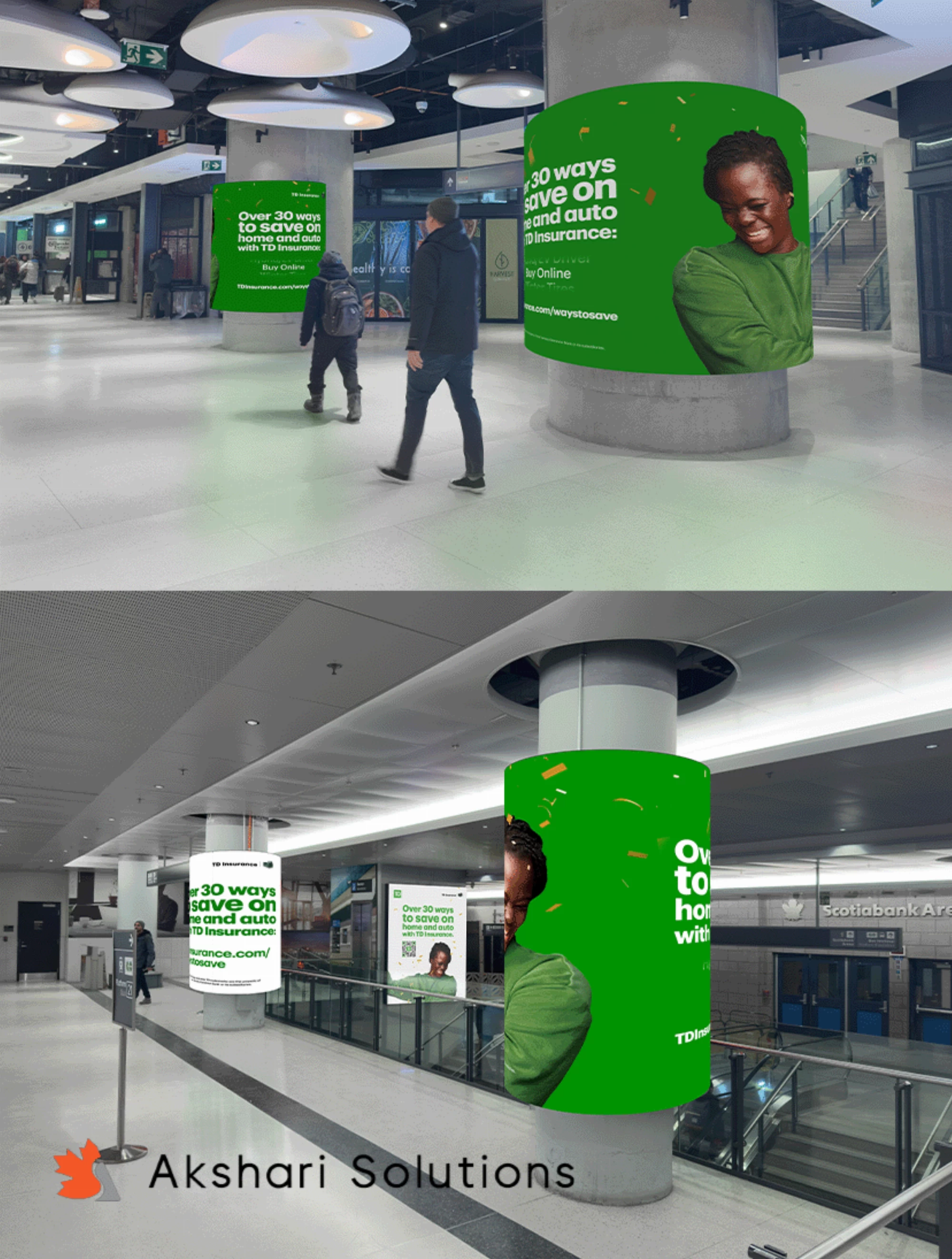 3 Panel Elevator wrap screen at Union station